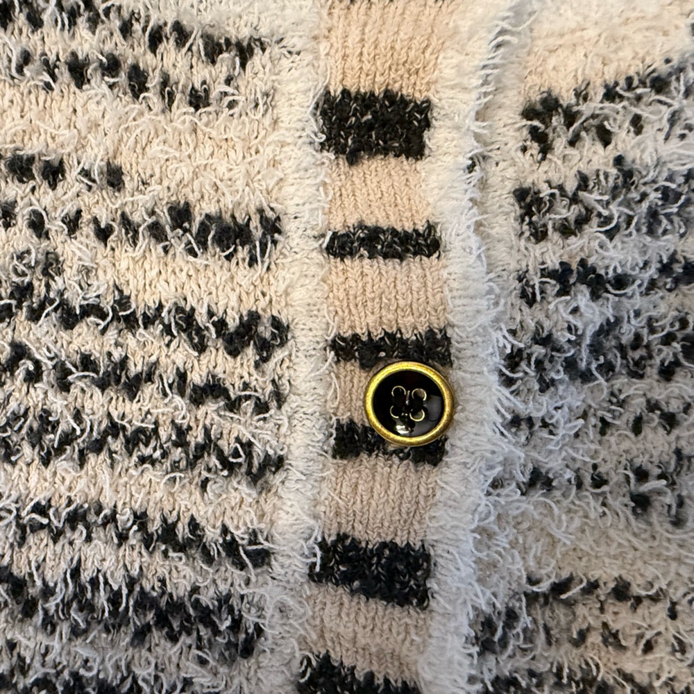 J. Crew Space Dyed Cream and Black Cardigan Classic Quiet Luxury Small - Picture 4 of 10